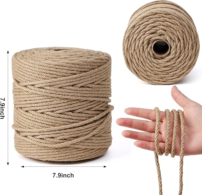 Natural Jute Twine,656 Feet 1/4 inch Hemp Twine Rope for Gift Wrapping Craft Plant Garden Christmas Handmade Arts Decoration Packing String Home Decor-VerdiqueGarden