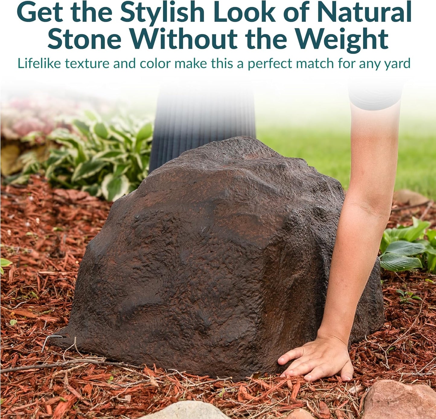 Sunnydaze 14” H Polyresin Faux Landscape Rock Cover - Lightweight Fake Rock Well Pump Cover for Outside - Brown-VerdiqueGarden