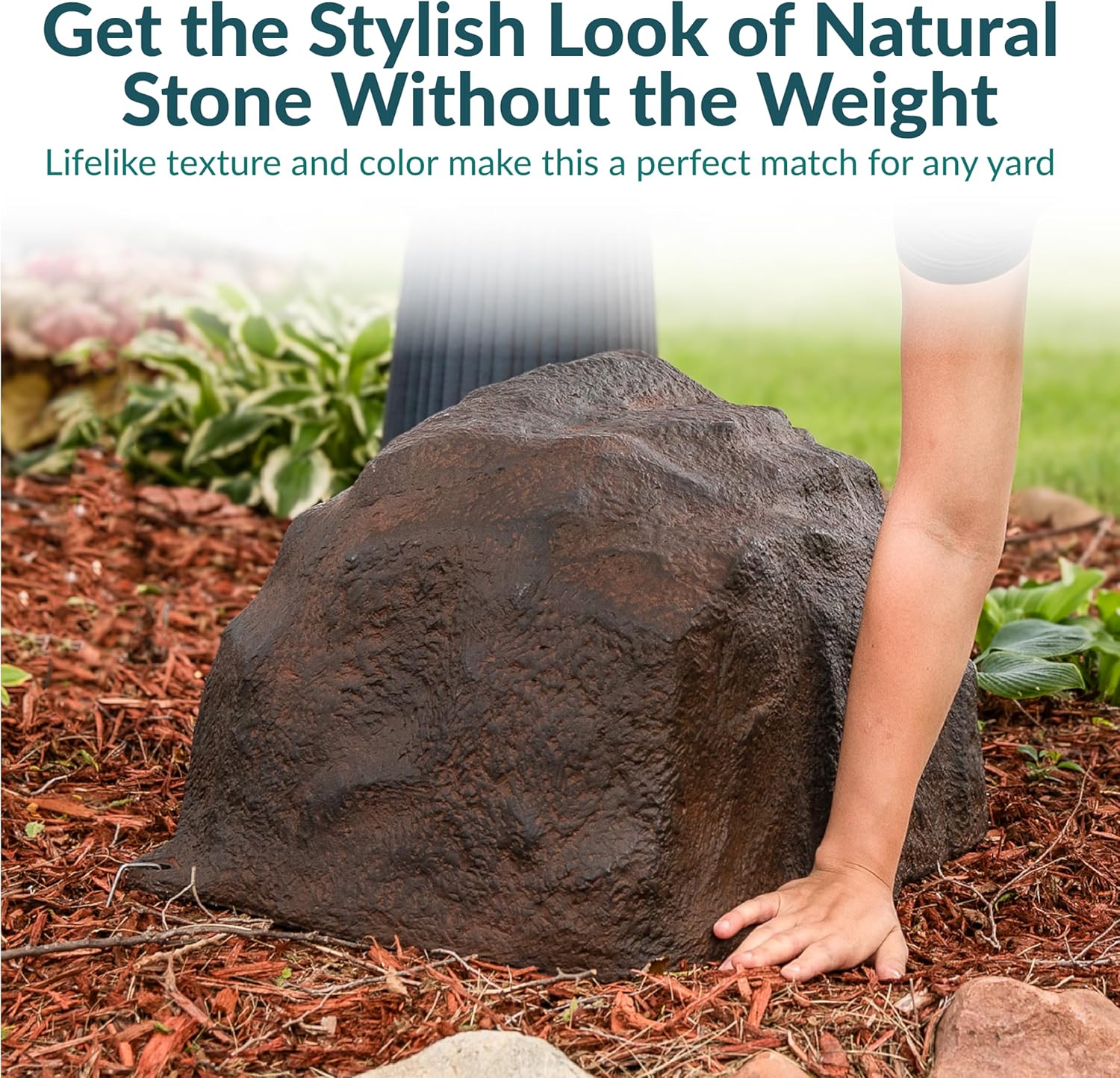 Sunnydaze 14” H Polyresin Faux Landscape Rock Cover - Lightweight Fake Rock Well Pump Cover for Outside - Brown-VerdiqueGarden