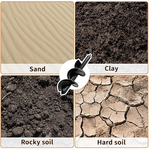 4 x 16 Inch Auger Drill Bit for Planting–Garden Spiral Hole Drill Planter for Bulbs, Bedding Plants & Umbrella Holes|3/8" Hex Drive|The Ultimate Bulb Planter Tool for Cordless Drill-VerdiqueGarden