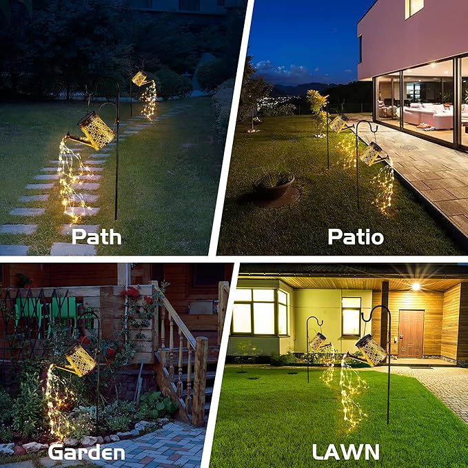 Otdair Solar Watering Can with Lights, Outdoor Garden Decor Waterproof Solar Garden Lights for Outdoor Pathway Yard Lawn Patio Party Decorations Gifts for Mom Grandma Birthday-VerdiqueGarden