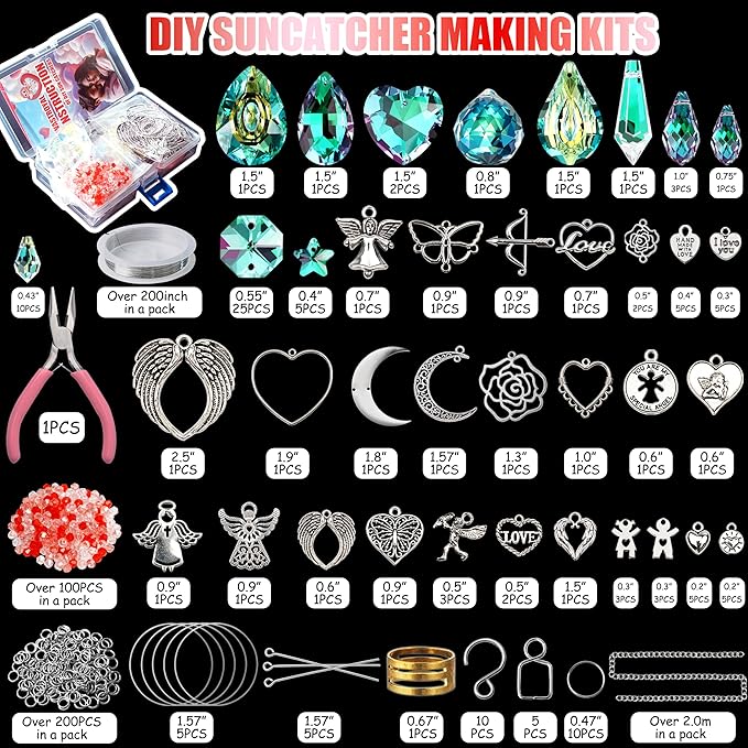 10 Sets DIY Suncatcher Kits 500PCS Valentine's Day Suncatchers Craft Kits Heart Suncatcher Ornaments DIY Sun Catchers Kit for Adults Valentine's Day Home Wedding Garden Decor Favors Gift (Love shape)-VerdiqueGarden