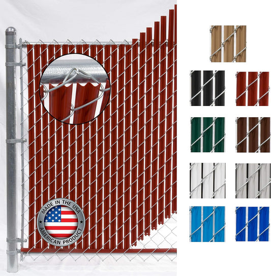 Wave Slat (9 Colors) Single Wall Bottom Locking Privacy Slat for 4', 5', 6', 7' and 8' Chain Link Fence (4 ft, Redwood)-VerdiqueGarden