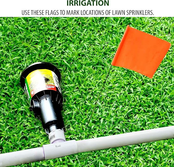 Fluorescent Orange Marking Flags 1000 Pack - 4x5x15 Inch Bulk Yard Flags - Markers For Lawn, Irrigation, Landscaping, Survey & Sprinkler Head Marking-VerdiqueGarden