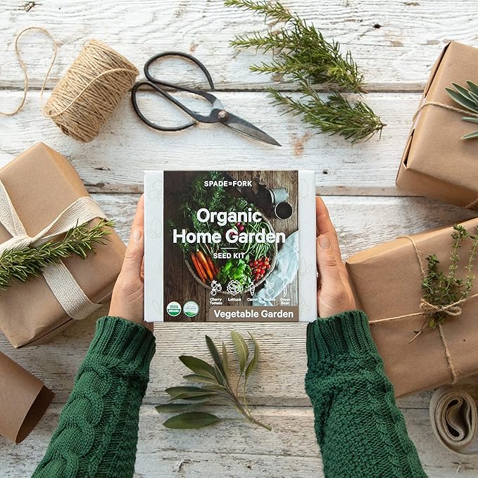 Organic Indoor Vegetable Garden Starter Kit - Made in USA - Certified USDA Organic - 5 Seed Types Cherry Tomato, Lettuce, Carrot, Radish, Green Bean | Indoor Plant Seeds, Indoor Garden Kit, Plant Kit-VerdiqueGarden