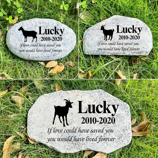 Zatanmulo Personalized Pet Memorial Stone, Garden Memorial Stone Personalized, Dog Headstone, Cat Tombstone, Memorial Plaque Outdoor, Garden Stepping Stone (Goat)-VerdiqueGarden