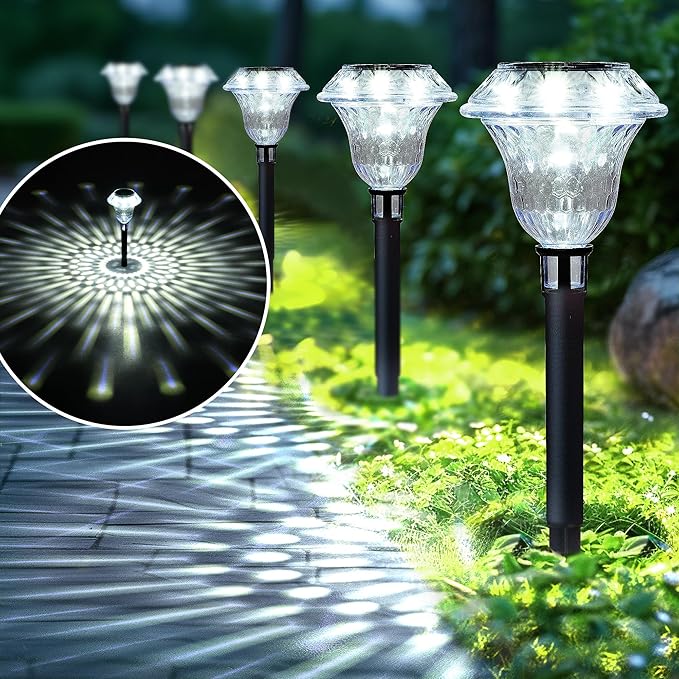 SOLPEX Solar Pathway Lights Garden Decor for Yard, Garden Lights Solar Powered Waterproof Landscape Lighting, Solar Outdoor Lights Porch Decor for Path Walkway Driveway (8 Pack Cold White)-VerdiqueGarden