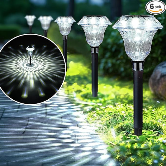 SOLPEX Solar Pathway Lights Garden Decor for Yard, Garden Lights Solar Powered Waterproof Landscape Lighting, Solar Outdoor Lights Porch Decor for Path Walkway Driveway (6 Pack Cold White)-VerdiqueGarden