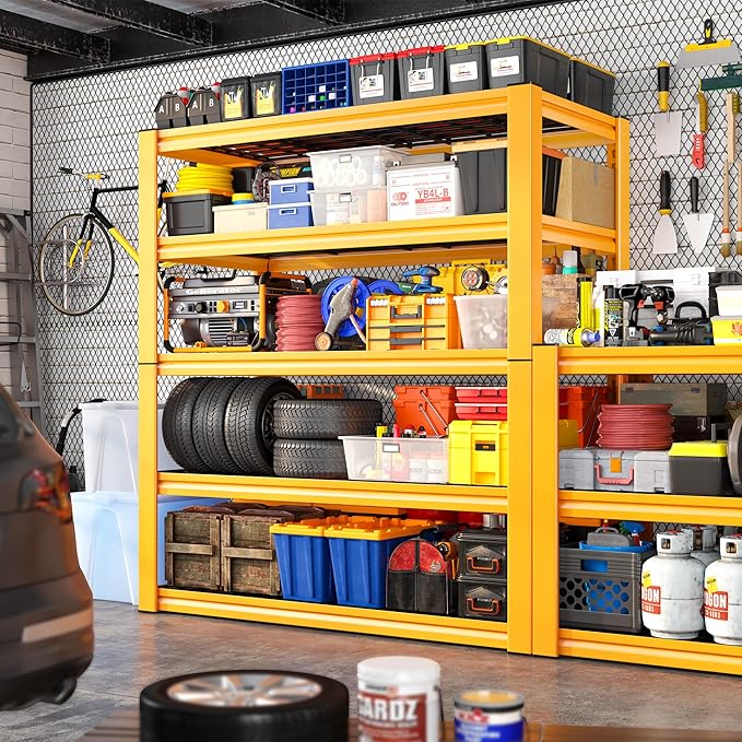 REIBII Garage Shelving Load 3000LBS, 5-Tier Storage Shelves, Adjustable Heavy Duty Metal Shelving Unit for Pantry, Basement, Warehouse, 72" H x 36" W x 16" D-VerdiqueGarden