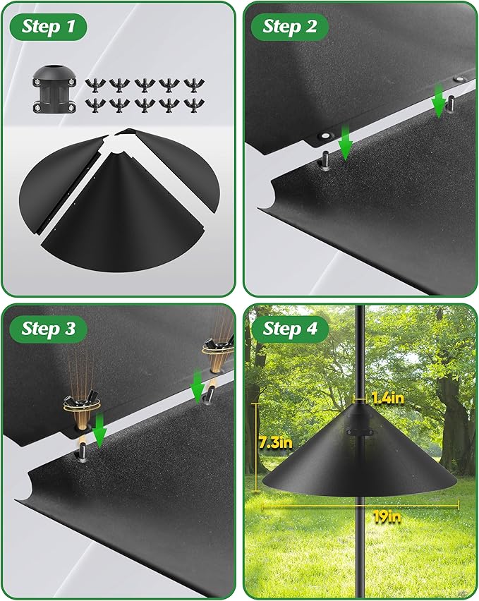19 Inch Metal Squirrel Baffle for Bird Feeder Pole, Squirrel Proof for Hanging Bird Feeder, Outdoor Cover for Rain, Rust Proof Chew Proof Heavy, 1 Pack-VerdiqueGarden