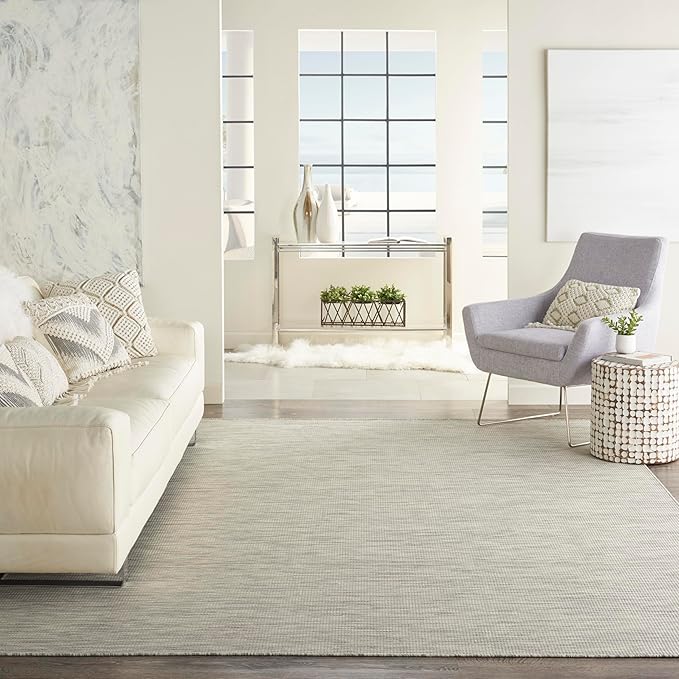 Nourison Home Positano 9' x 12' Light Grey Modern Indoor/Outdoor Rug Polypropylene-VerdiqueGarden