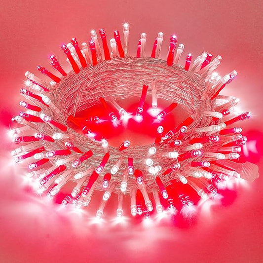 JMEXSUSS 200 LED Red and White Christmas Lights Outdoor, 66ft Halloween String Lights Indoor Clear Wire, Christmas Tree Lights Plug in for Bedroom Tree Christmas Party Decorations-VerdiqueGarden
