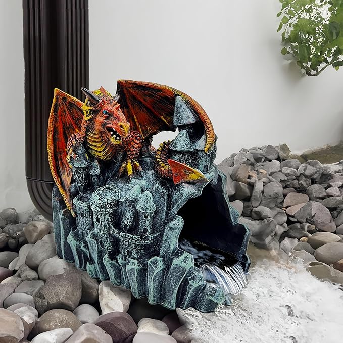 Dragon Statue Gutter Downspout Extender,Garden Outdoor Decor Sculpture,Gutter Diverter Rain, Splash Block,Eco-Friendly Resin, Decorative Gutter Extension Downspout, Ideal for 3"x4" Downspouts-VerdiqueGarden