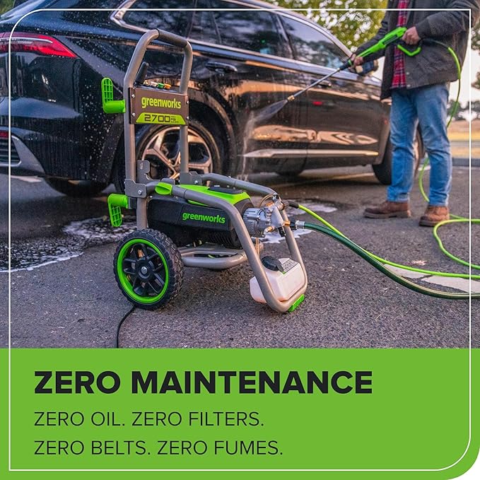 Greenworks Pro Brushless 2700 PSI (CSA Certified) 2.3 GPM Max / 1.2 GPM Electric Pressure Washer (Foldable Handles, Rugged Steel Frame, 25 FT Hose, 35 FT GFCI Power Cord)-VerdiqueGarden