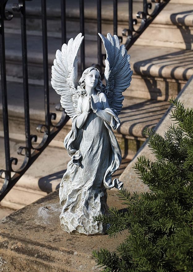 Joseph's Studio by Roman - Collection, 21" H Praying Angel W/Wings, Made from Resin, High Level of Craftsmanship and Attention to Detail, Durable and Long Lasting-VerdiqueGarden