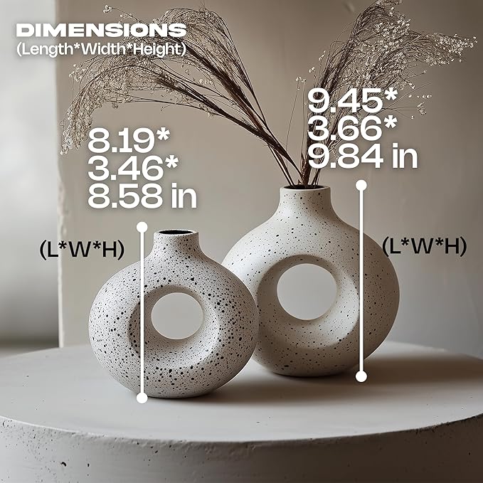 NOBULA Ceramic Bagel Vases C6 – Thoughtful for Mom – Elegant Set of 2 for Living Room, Bedroom or Table – Modern Home Decor She’ll Love – Perfect for Flowers & Plants-VerdiqueGarden