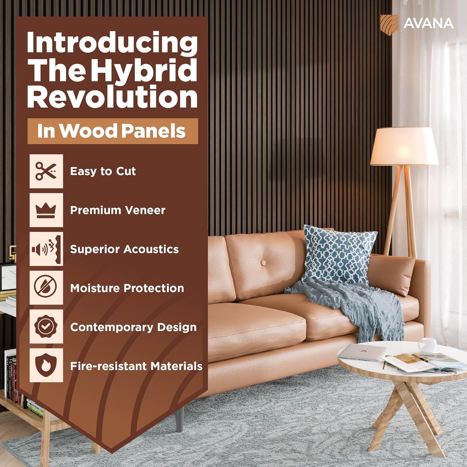 Avana Modern Acoustic Wood Wall Panels – 47.2X12.6 Inch Dark Walnut Acoustic Panels 1 PC – Wall Panels For Interior Wall Decor For Homes, Offices, Studios – Sturdy And Durable Wood Panels For Wall-VerdiqueGarden