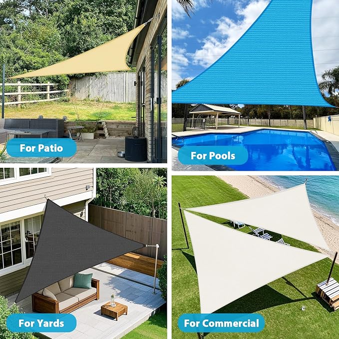 Amagenix Sun Shade Sail 9'X12'X15' Curved Edge Outdoor Shade Canopy Turquoise Mixed Breathable 95% UV Block Shade Cloth for Patio Garden Backyard (We Make Custom Size)-VerdiqueGarden