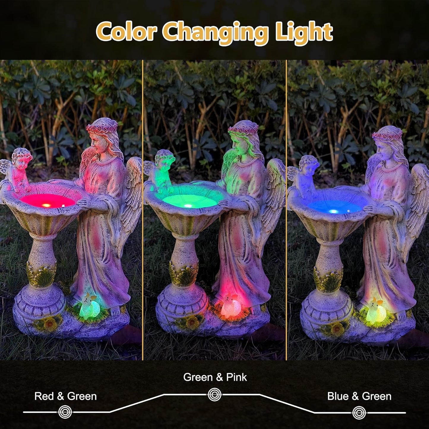 Solar Angel Figurine with Color Changing Light - Resin Statue Ornament for Outdoor Decor, Patio, Lawn and Housewarming Gift-VerdiqueGarden