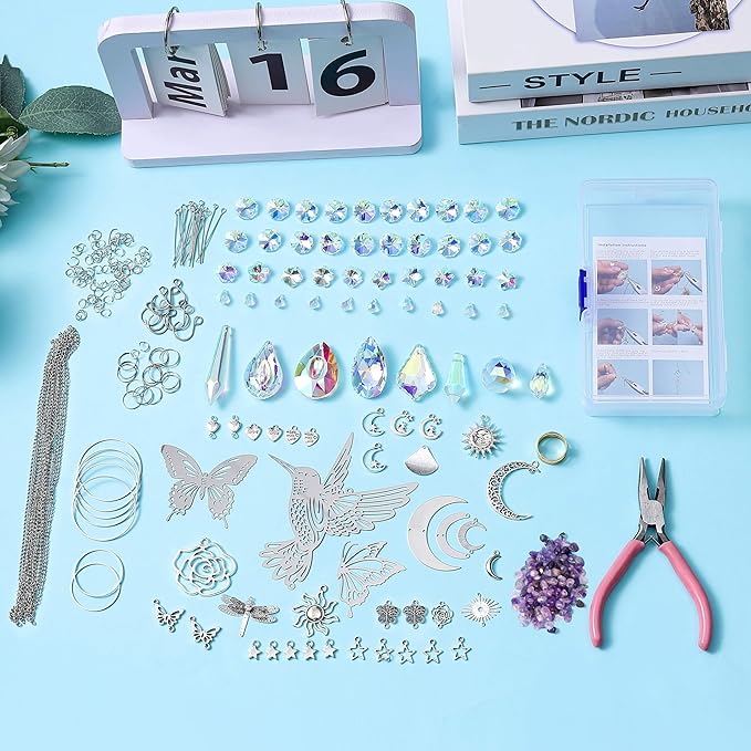 IcosaMro 420PCS Sun Catcher Arts and Crafts for Adults Crystal Suncatcher Crafts Kit for Adults Suncatchers DIY Making Supplies for Indoor Window Hanging, Outdoor Garden Decor Wedding Christmas-VerdiqueGarden