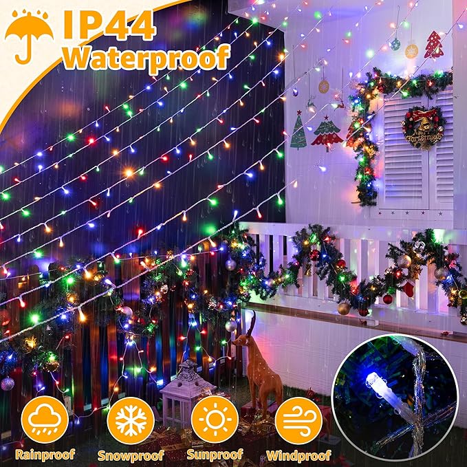 Ollny Christmas Lights Outdoor 800LED 262FT, Multicolor Plug in Fairy Lights with Remote, 8 Modes Waterproof Timers Dimmable LED String Lights for Indoor House Outside Bedroom Patio Balcony-VerdiqueGarden