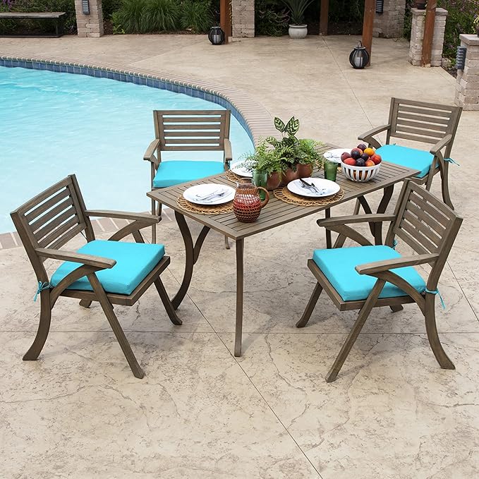 Arden Indoor/Outdoor Seat or Rocking Chair Cushion, 19 x 18, Water Repellent, Rain Proof, Fade Resistant Cushion for Rocking or Dining Chairs Pool Blue Leala-VerdiqueGarden