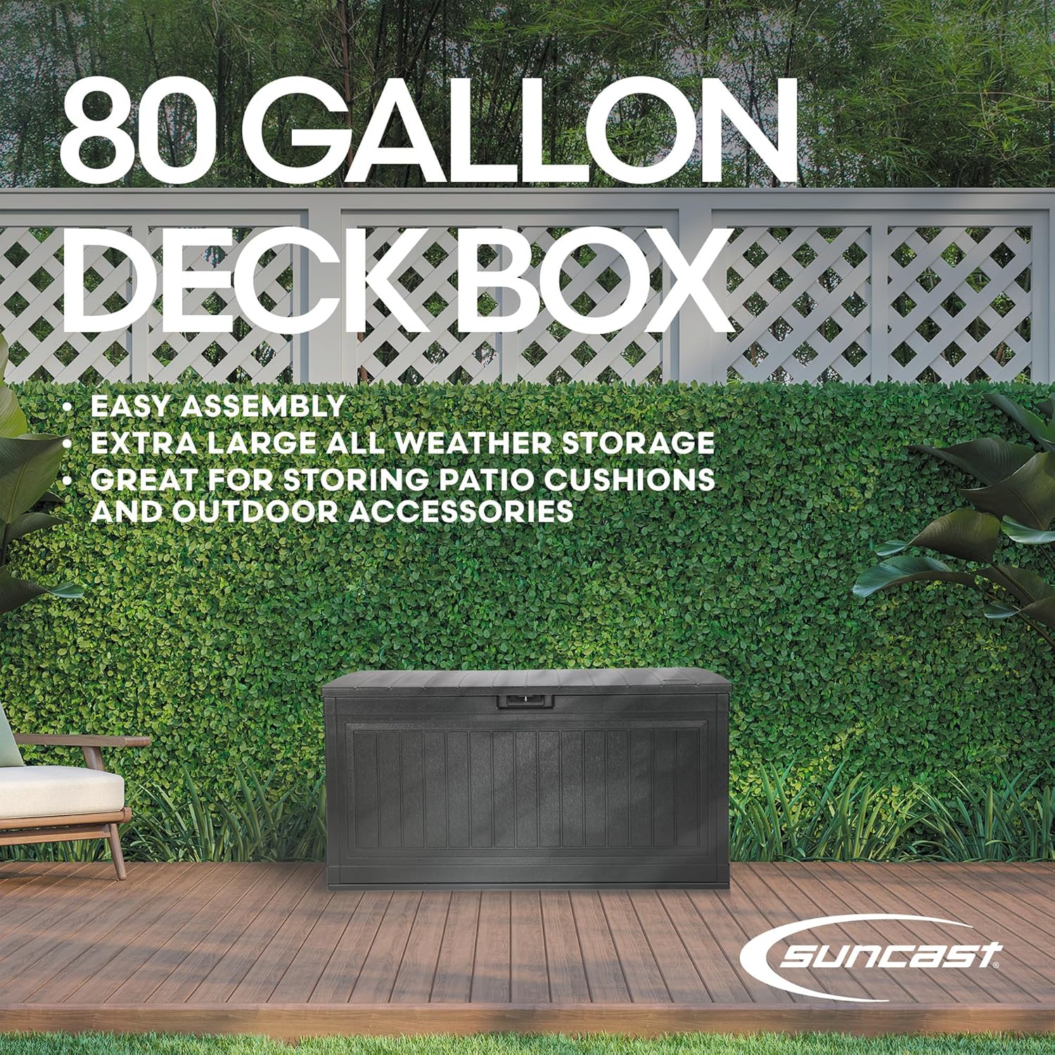 Suncast 80 GAL. LARGE DECK BOX-VerdiqueGarden