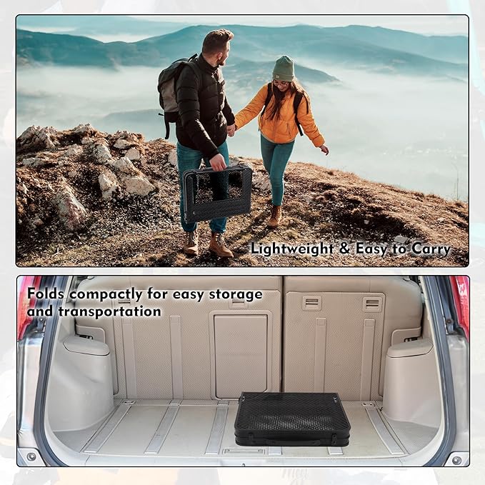 Camping Table with Mesh Desktop, Lightweight & Portable Small Folding Grill Table, Height Adjustable Metal Outdoor Table for Camp, Cooking, BBQ, RV, Picnic-2 FT Black-VerdiqueGarden