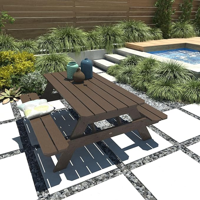 Highwood Hometown Picnic Table, 6 Foot, Weathered Acorn-VerdiqueGarden