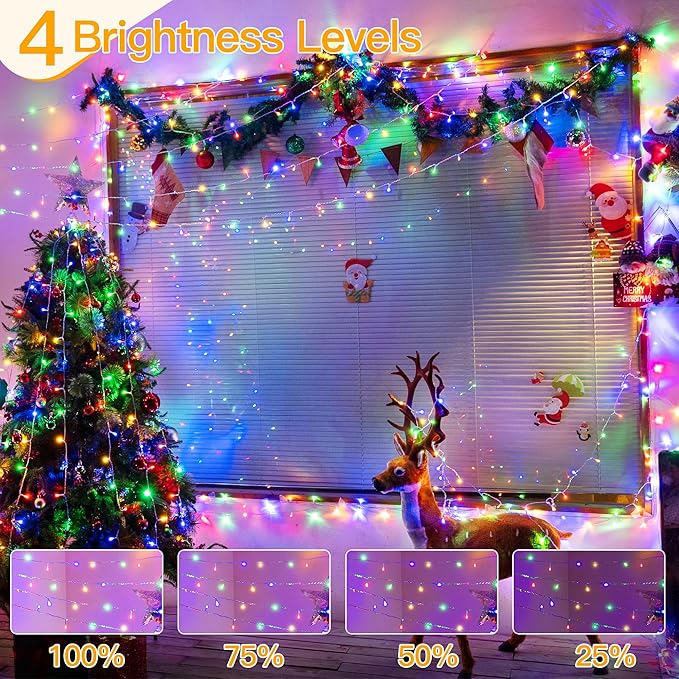 Ollny Christmas Lights Outdoor 400LED 131FT, Multicolor Fairy Lights with Remote 3 Timer, Plug in 8 Modes String Lights for Bedroom Indoor Outside House Party Xmas Decorations-VerdiqueGarden