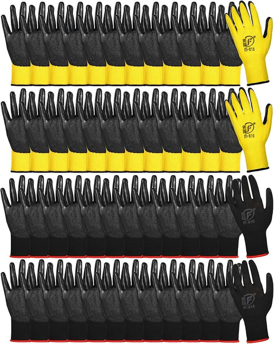 Nuogo 48 Pairs Gardening Gloves for Men Women Rubber Coated Safety Work Gloves Bulk for Gardening Construction Work-VerdiqueGarden
