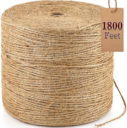 XSEINO 1800 Feet Natural Jute Twine Strong Garden Twine Rope for Arts Crafts Gift Wrapping Gardening Tomato Climbing Plant Tie Floristry Packing Decor-VerdiqueGarden