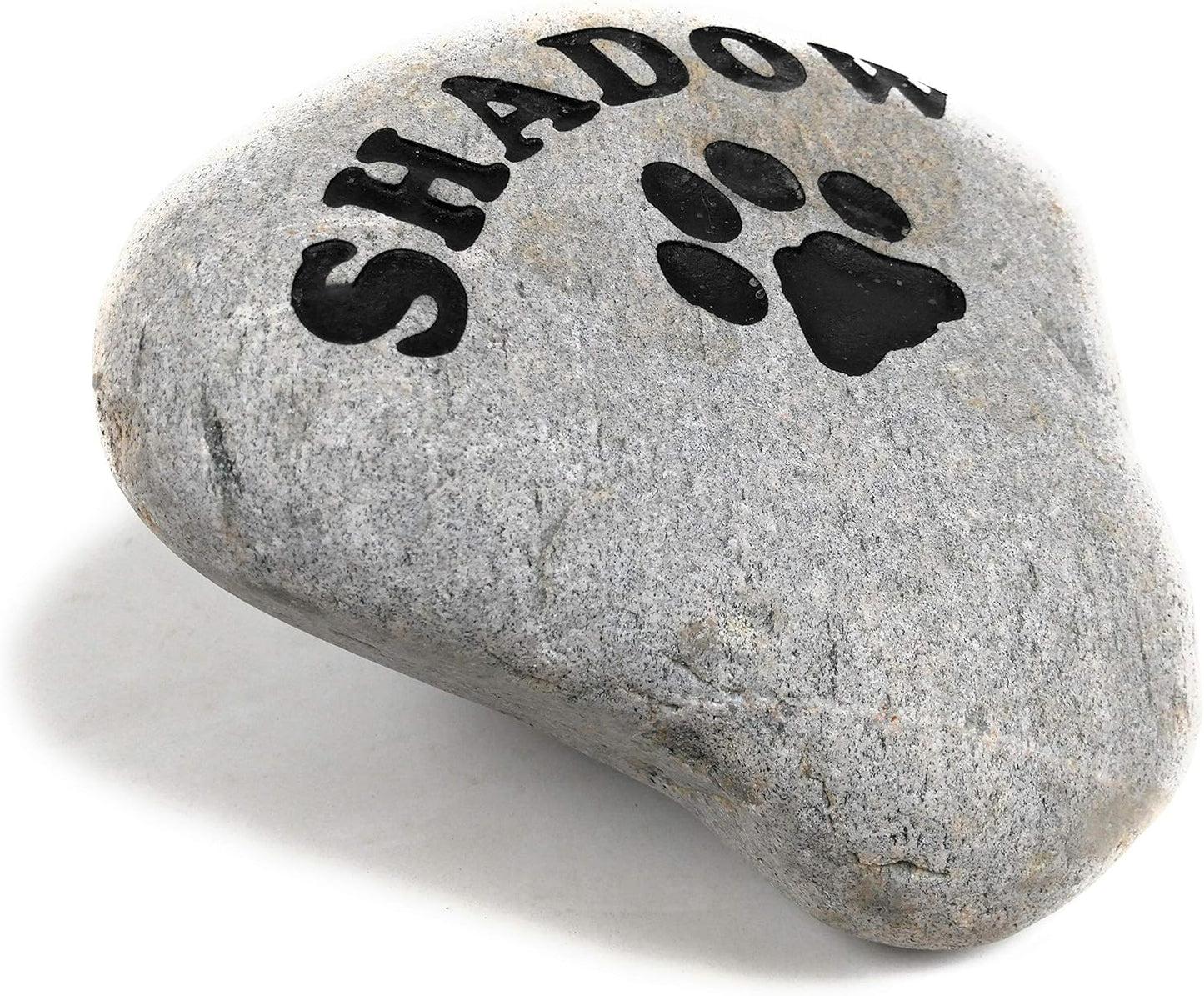 Personalized River Stone Pet Memorial Stones Headstone Grave Marker for Dog or Cat 8 inches to 10 inches Natural Rock Customized with Name and Paw Print-VerdiqueGarden