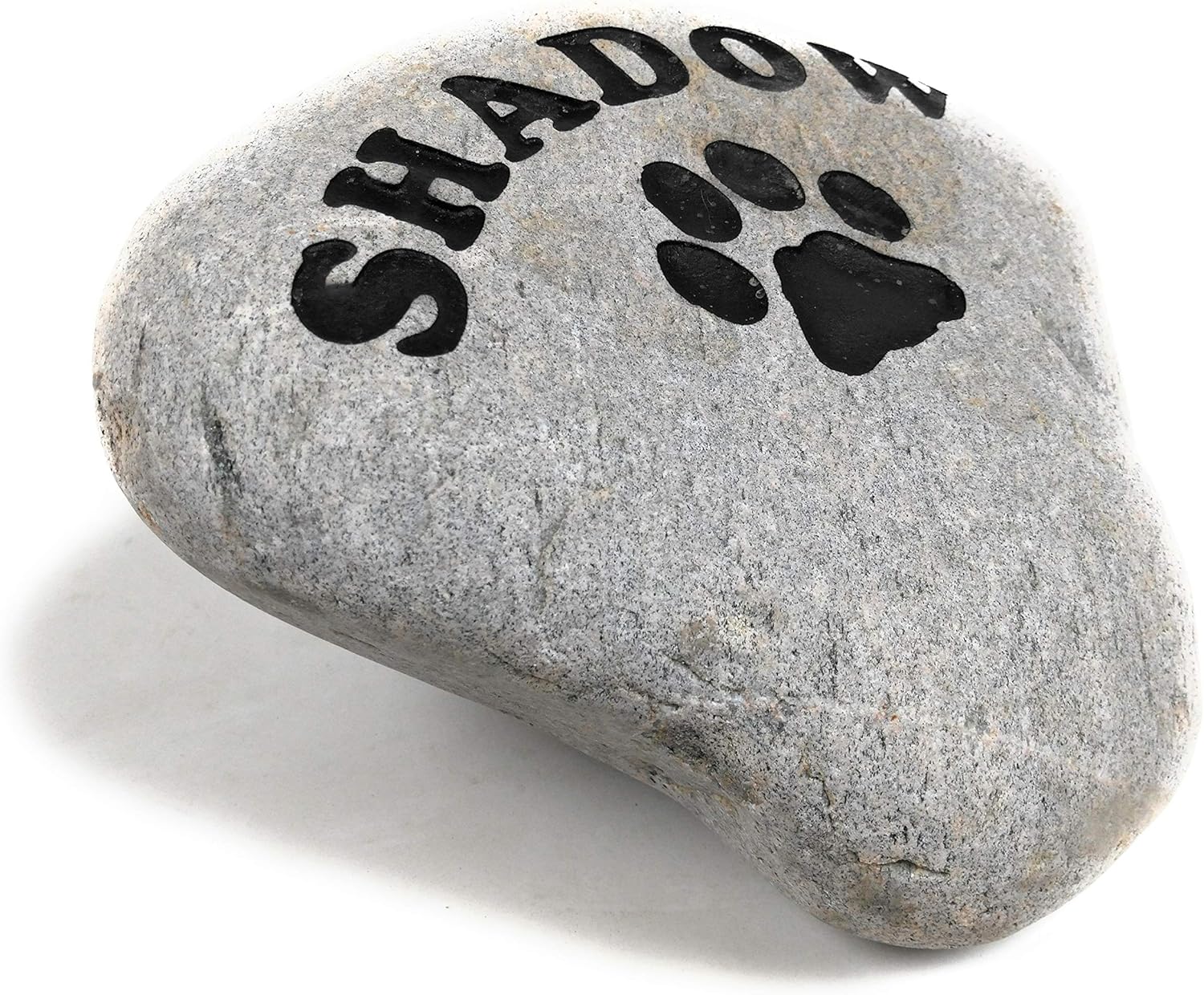 Personalized River Stone Pet Memorial Stones Headstone Grave Marker for Dog or Cat 8 inches to 10 inches Natural Rock Customized with Name and Paw Print-VerdiqueGarden