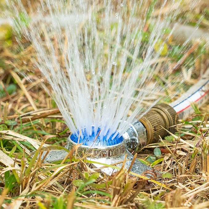 Hourleey 360 Degree Metal Spot Sprinkler, 2 Pack Circle Pattern Sprinkler with Gentle Water Flow for Small Area Yard Lawn Garden Watering, Coverage Up to 30FT (Blue)-VerdiqueGarden