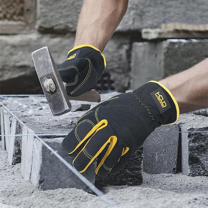 HANDLANDY Leather Work Gloves for Men & Women, Reinforced Durable Garden Gloves, Cowhide Working Glove for Gardening-VerdiqueGarden