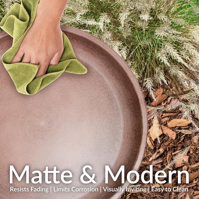 Sunnydaze Gleeful Garden Metal Bird Bath for Outdoors - Large Decorative Iron Birdbath - 23-Inch - Matte Canyon Clay-VerdiqueGarden