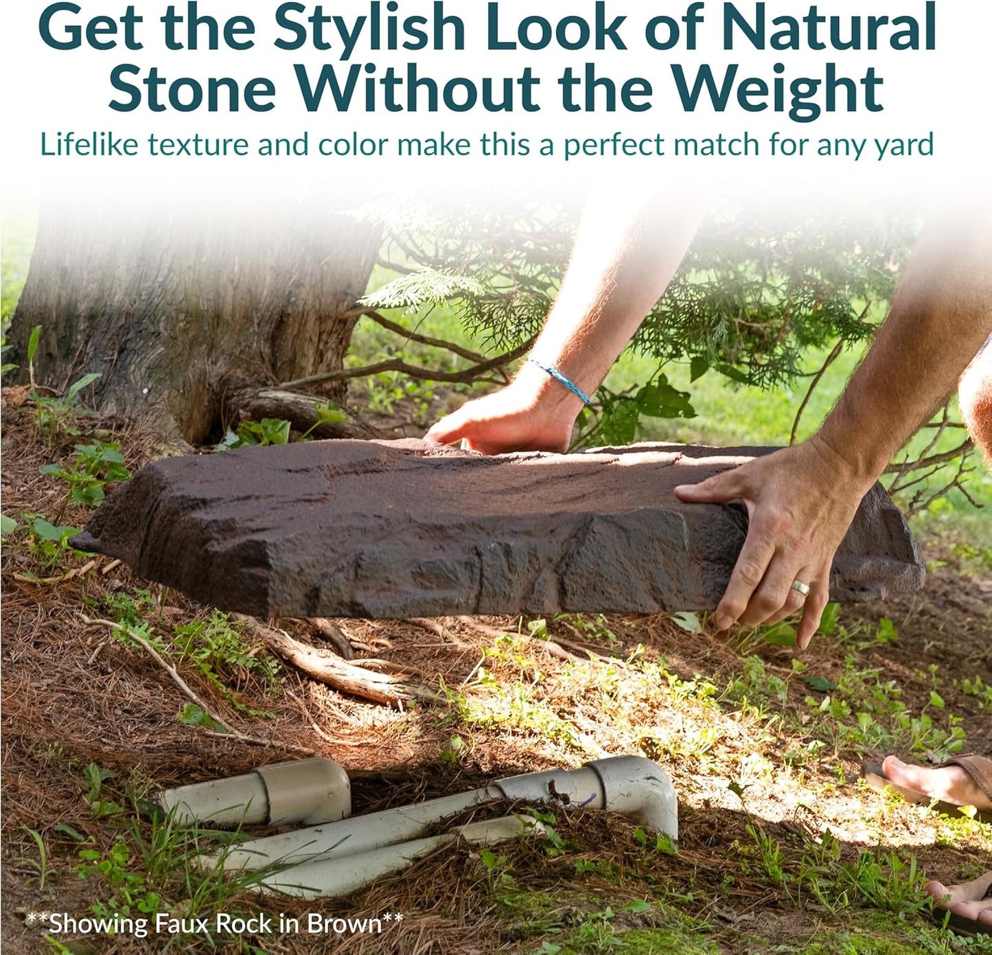 Sunnydaze 3.5” H Polyresin Faux Landscape Rock Cover - Lightweight Fake Rock Well Pump Cover for Outside - Sand-VerdiqueGarden