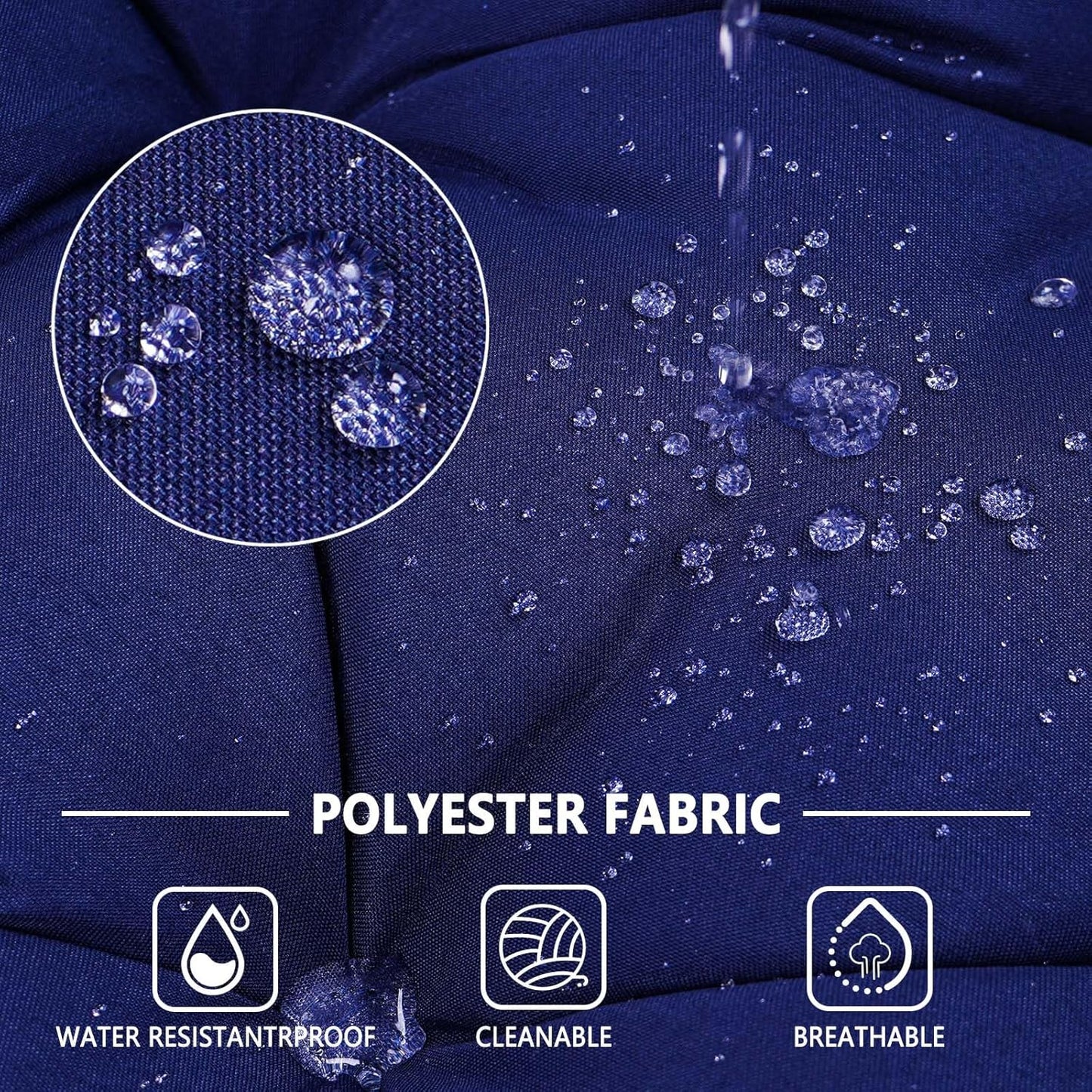 Outdoor Swing Cushions,Waterproof Swing Cushions 3 Seater Replacement with Backrest,Outdoor Thickened Bench Cushion with Ties for Porch,Patio,Backyard,Garden (Navy Blue 60 * 40 in)-VerdiqueGarden