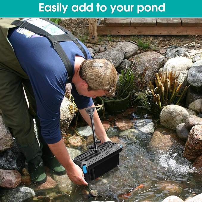 Biling Pond Filter with Water Pump Kits, Koi Pond Filter Box with 660GPH 110V/40W Pond Pumps for Outdoor Ponds, Pond Fountain Kit for Garden Water Tank Waterfall-VerdiqueGarden