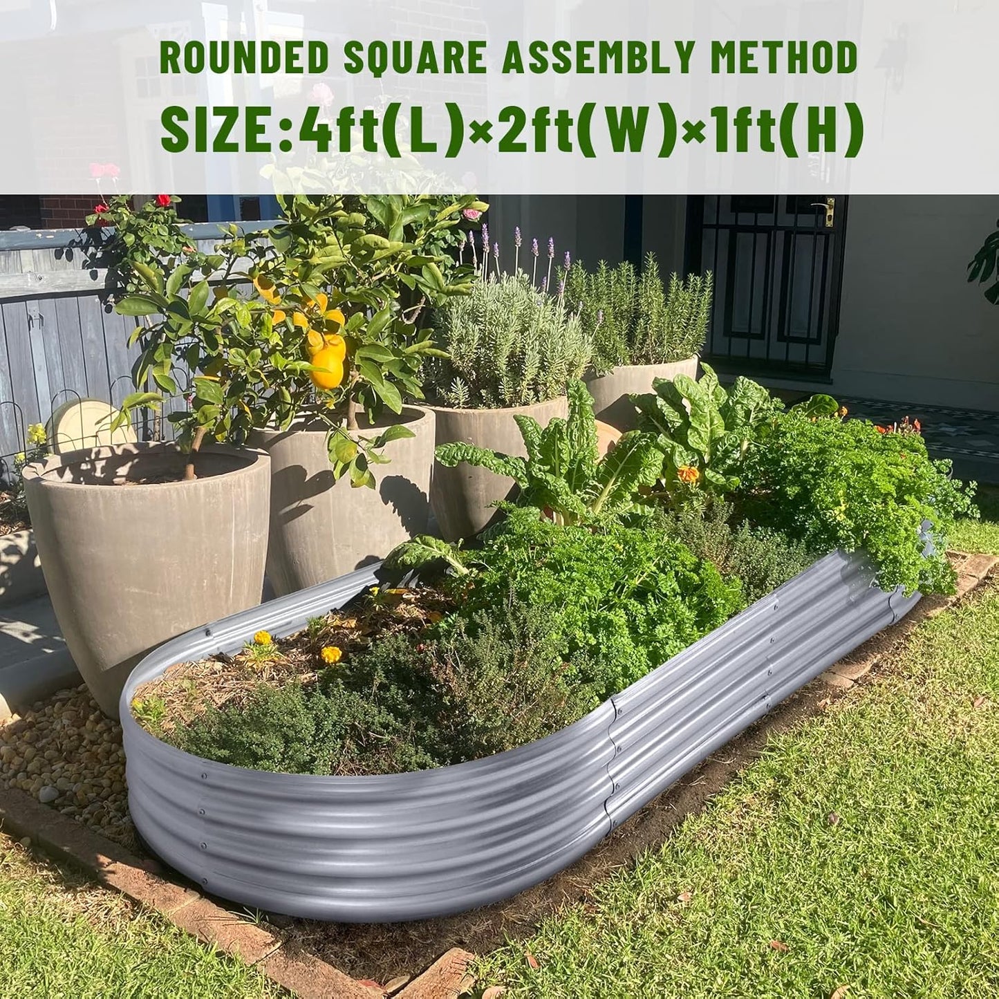 Land Guard Galvanized Raised Garden Bed Kit, Galvanized Planter Garden Boxes Outdoor, Oval Large Metal Raised Garden Beds for Vegetables…………-VerdiqueGarden