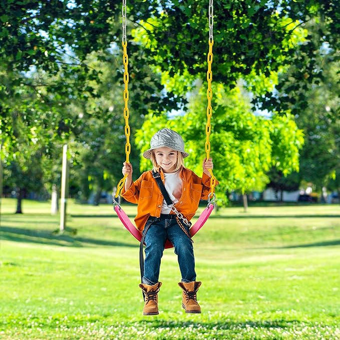 TURFEE 2 Packs Heavy Duty Swing Seat, Swing Set Accessories Replacement with 4 Snap Hooks for Kids Outdoor Play Playground, Trees, Swingsets, Playground(Pink)-VerdiqueGarden