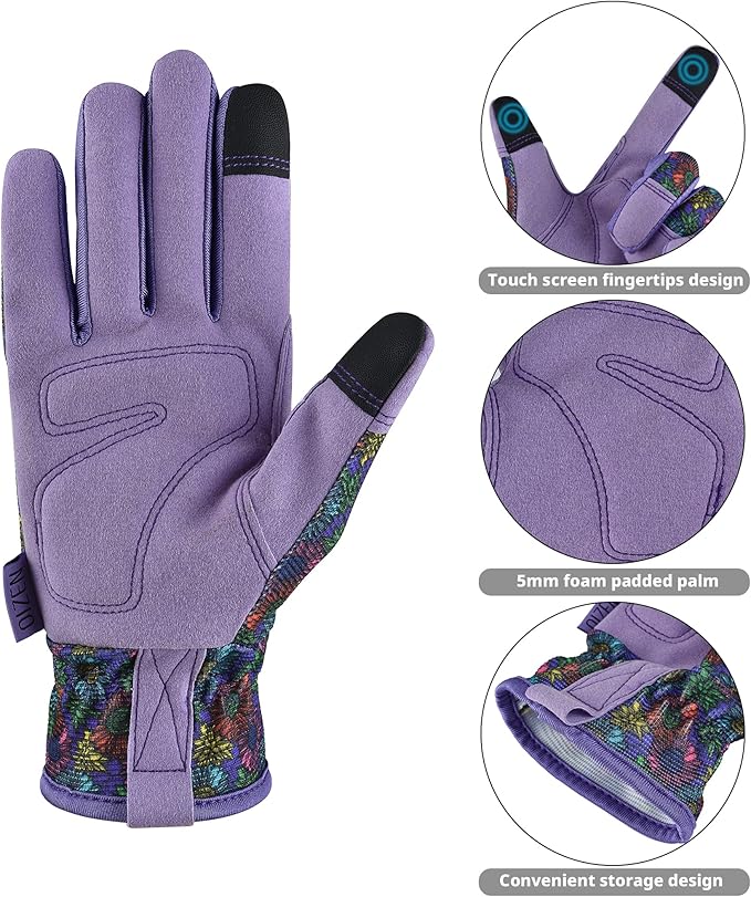 Gardening Gloves for Women and Men,Garden Gloves with Touch Screen, Thorn Proof Puncture Resistant Working Gloves, Gardening Gifts for Women, Size Large-VerdiqueGarden