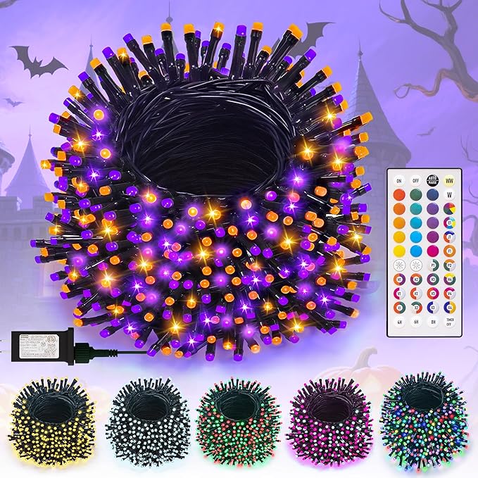 LitHome 66ft 200Led Color Changing String Lights with Remote,35 Colors RGB Christmas Lights with Timer,Dimmable Led String Light Outdoor,Xmas Tree Light Indoor Plug in for Halloween Fall Party Decor-VerdiqueGarden
