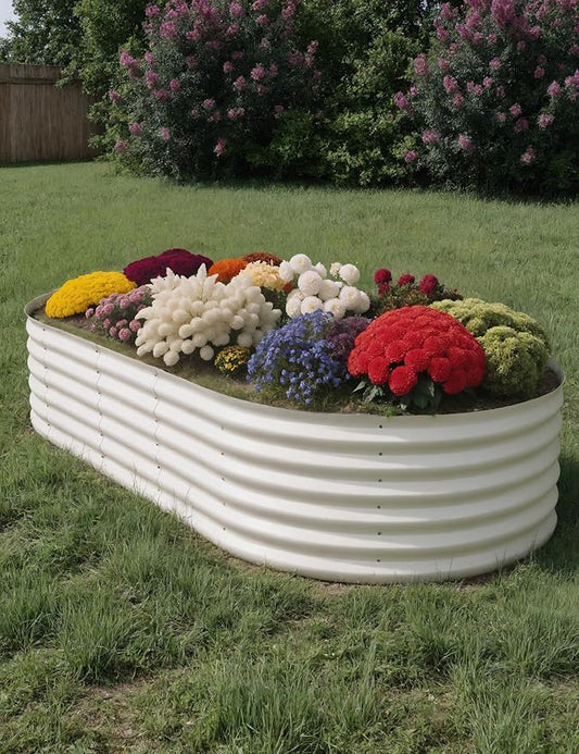 10x4x1.5ft Raised Garden Bed,Galvanized Raised Planter Boxes Outdoor with Easy Assembly, Large Garden Bed for Vegetables, Fruits, Flower,Raised Garden Bed,Beige-VerdiqueGarden