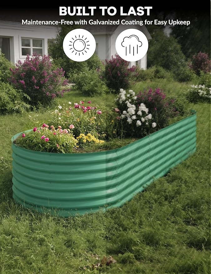 10x4x1.5ft Raised Garden Bed,Galvanized Raised Planter Boxes Outdoor with Easy Assembly, Large Garden Bed for Vegetables, Fruits, Flower,Raised Garden Bed,Green-VerdiqueGarden