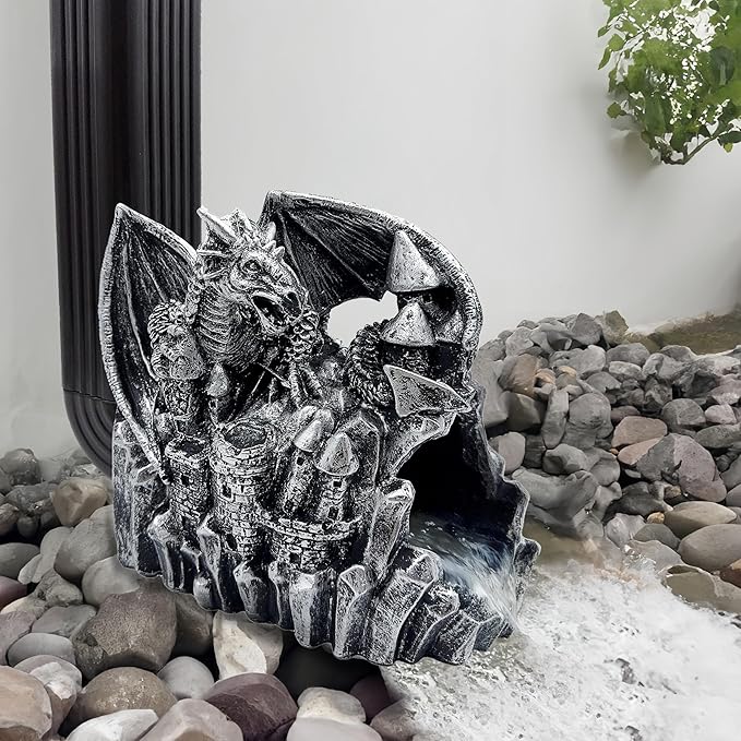 Dragon Gutter Diverter Rain, Outdoor Decor Sculpture, Garden Rain Downspout Diverter, Splash Block, Gutter Extender, Decorative Extension, Animal Statue,Eco-Friendly Resin, Fits 3x4 Downspouts-VerdiqueGarden