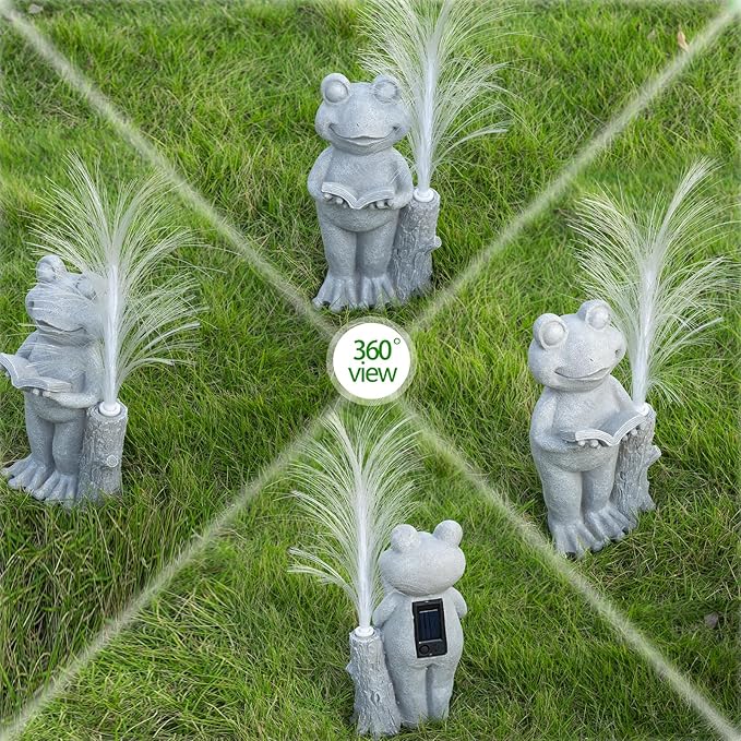 Solar Frog Garden Statue with Color-Changing Lights, Frog Figurine Garden Decor, Outdoor Lawn Decor for Patio, Yard, Balcony, Perfect Gardening & Housewarming Gifts for Women, Mom, Grandma-VerdiqueGarden