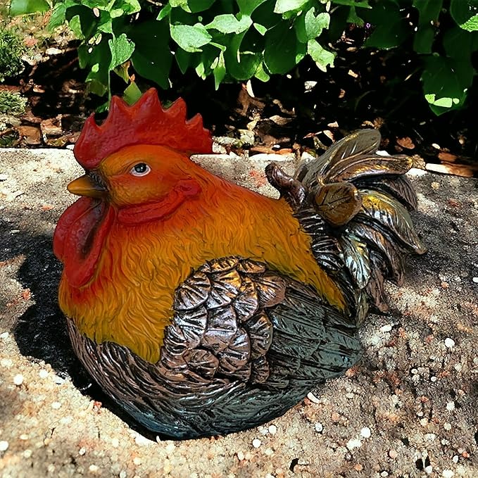 Rooster Garden Statue Quietly Holds a Hidden Key Outside for Your House or in Your Kitchen for Your Car-VerdiqueGarden