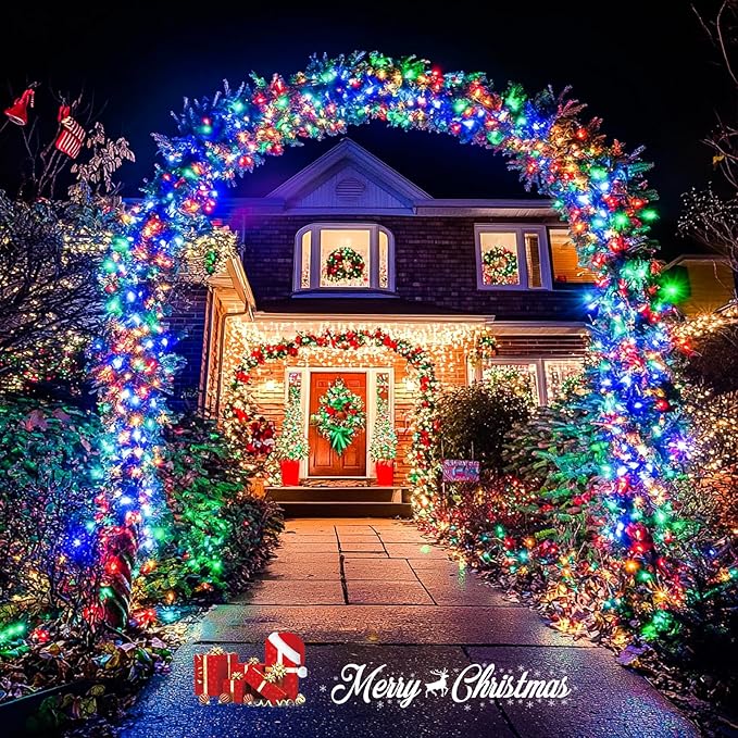 JMEXSUSS Multicolor Christmas Tree Lights Indoor Outdoor, 200 LED Clear Wire, 66ft Colorful Plug-in for Bedroom Room Party Xmas Decorations-VerdiqueGarden